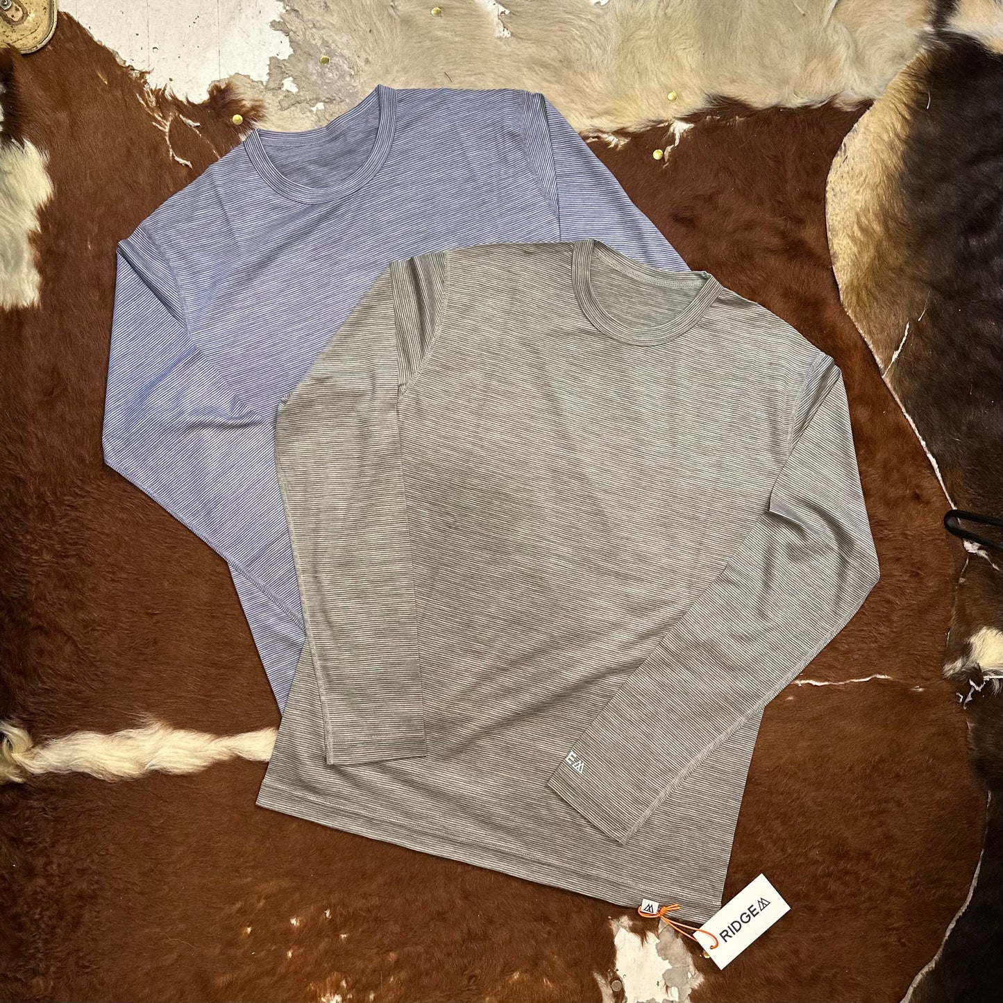 "MERINO BASIC LONG SLEEVE TEE / MICRO BORDER"