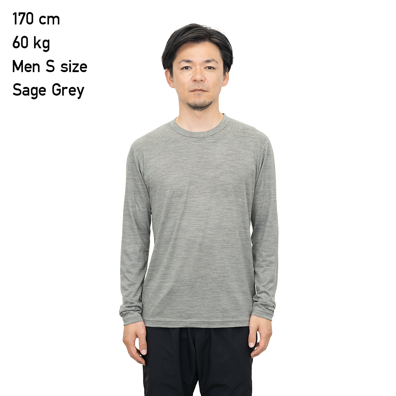 "MERINO BASIC LONG SLEEVE TEE / MICRO BORDER"