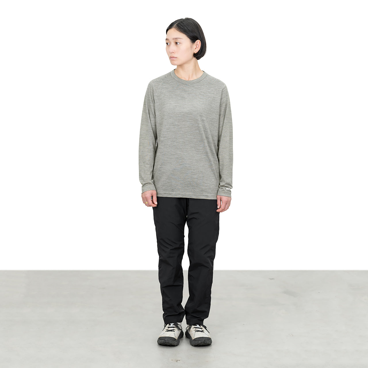 "MERINO BASIC LONG SLEEVE TEE / MICRO BORDER"