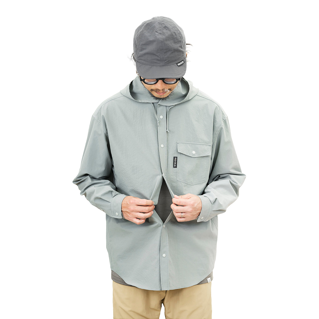 "HOODED LONG SLEEVE SHIRT"