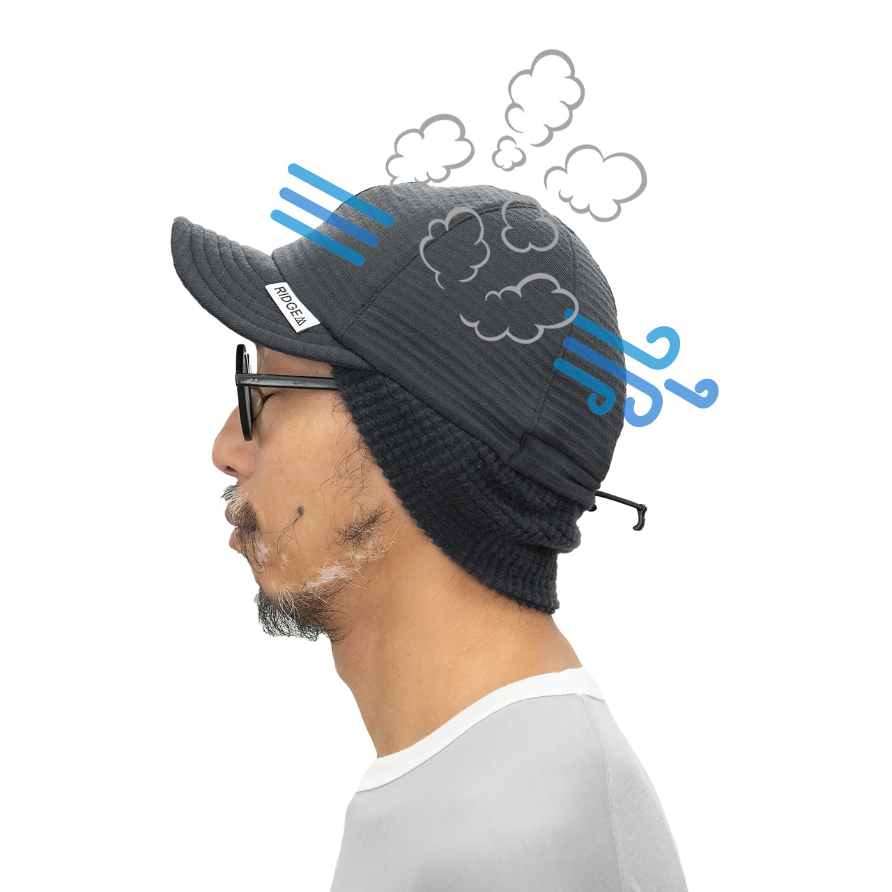 "GRID MERINO EARMUFF CAP"