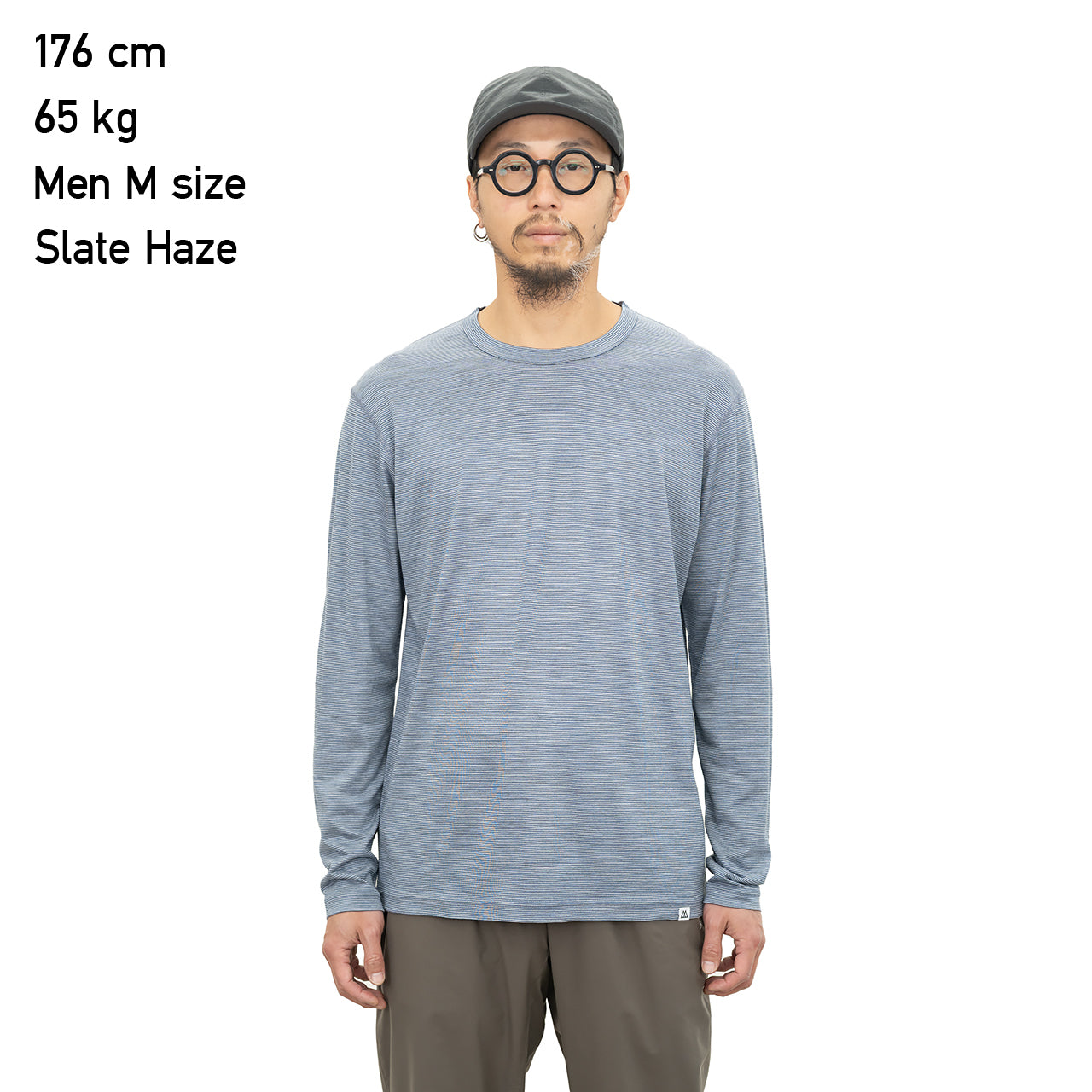 "MERINO BASIC LONG SLEEVE TEE / MICRO BORDER"