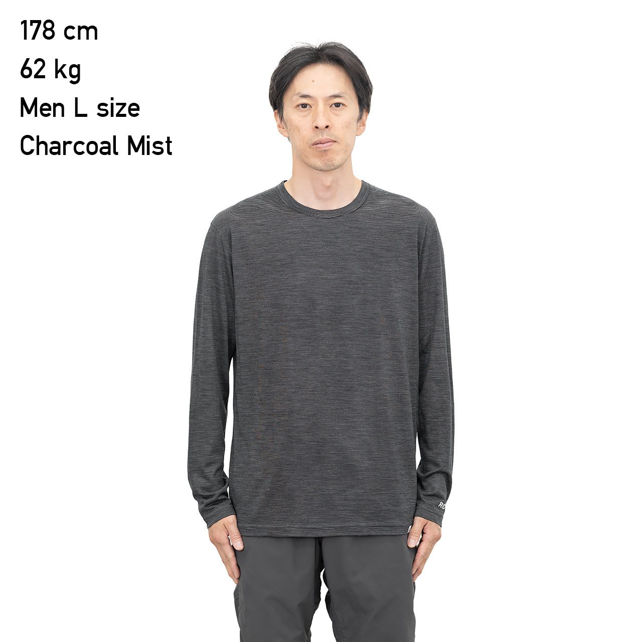 "MERINO BASIC LONG SLEEVE TEE / MICRO BORDER"