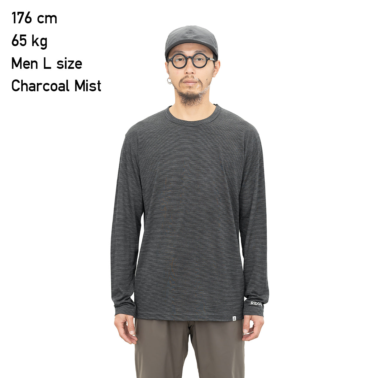 "MERINO BASIC LONG SLEEVE TEE / MICRO BORDER"