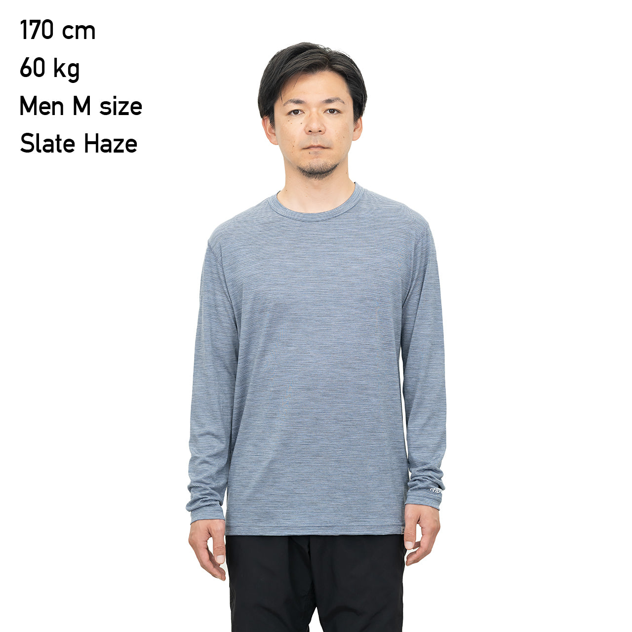 "MERINO BASIC LONG SLEEVE TEE / MICRO BORDER"
