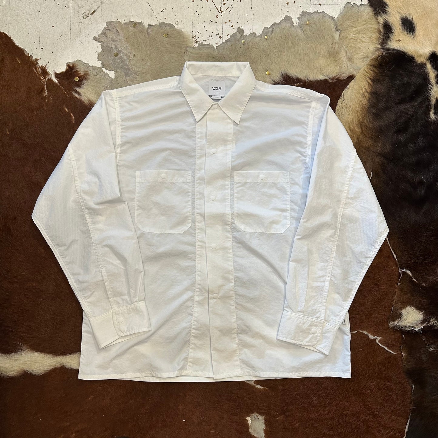 "LONG SLEEVE OPEN COLLAR SHIRT"
