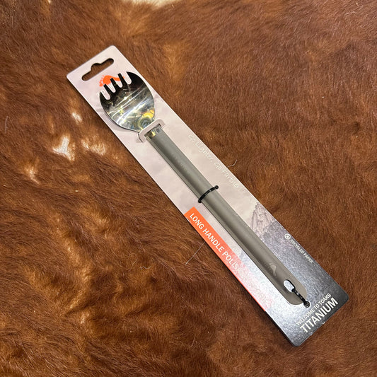 "TITANIUM LONG HANDLE POLISHED SPORK"