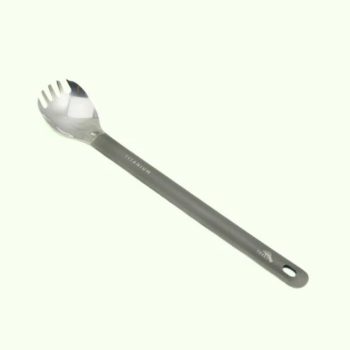 "TITANIUM LONG HANDLE POLISHED SPORK"